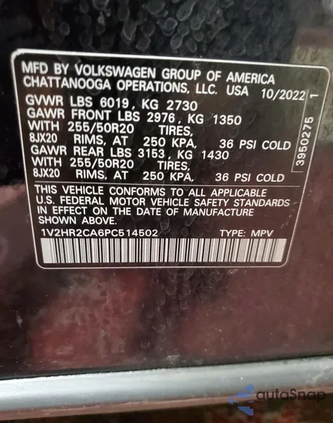2023 Volkswagen Atlas Se from USA, damaged, VIN 1V2HR2CA6PC514502